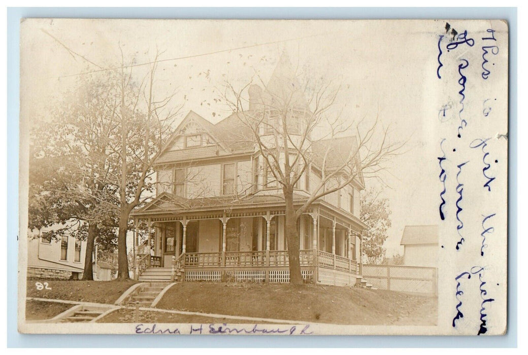 1909 Victorian House Dixon Illinois IL RPPC Photo Posted Antique Postcard