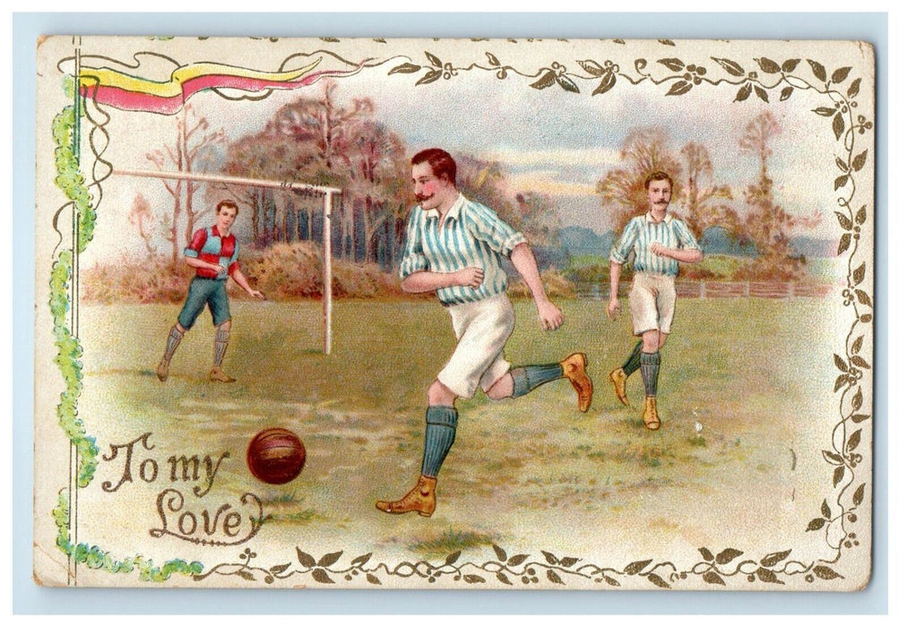 1908 Valentine Rugby Football Soccer Sports Edinburg Virginia VA Postcard