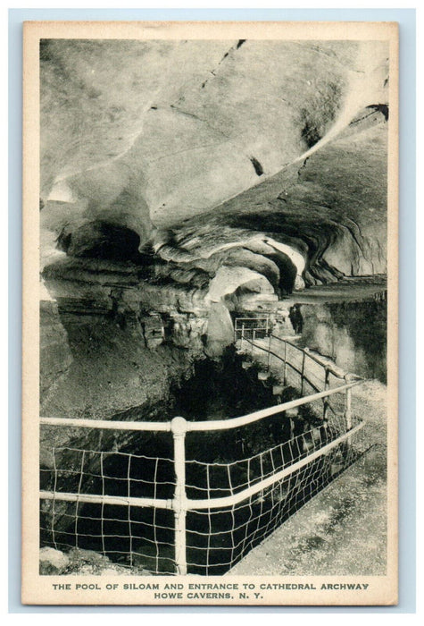 c1940s The Pool of Siloam and Cathedral Archway Howe Caverns NY Postcard