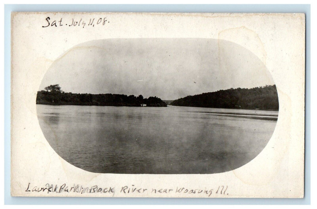 1908 Rock River Near Woosung Dixon Illinois IL RPPC Photo Antique Postcard