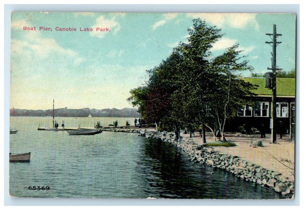 1910 Boat Pier, Canoble Lake Park Canoble Lake New Hampshire NH Postcard