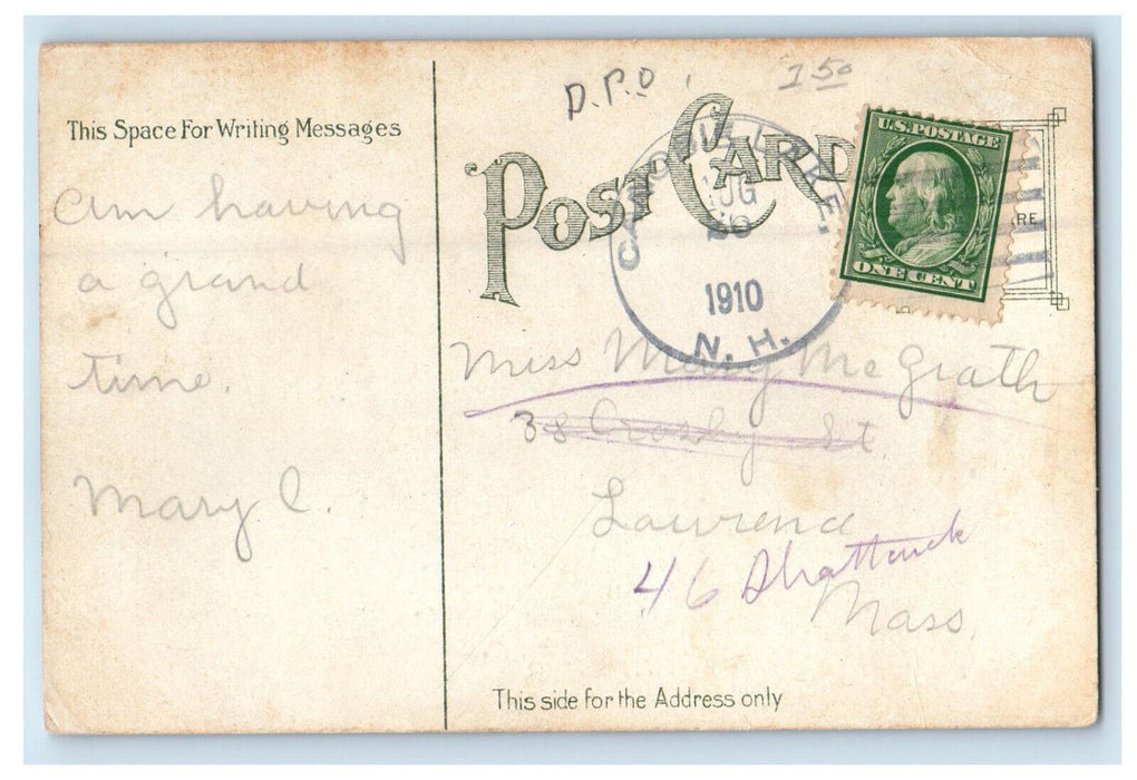 1910 Boat Pier, Canoble Lake Park Canoble Lake New Hampshire NH Postcard