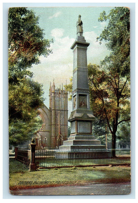 c1910 Soldier's Monument Painesville Ohio OH Unposted Antique Postcard