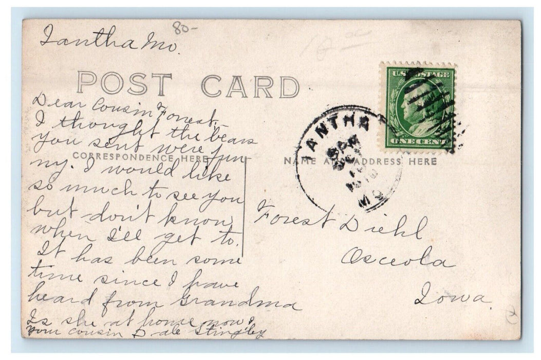 1910 Christian Church Palmyra Illinois IL RPPC Photo Posted Antique Postcard