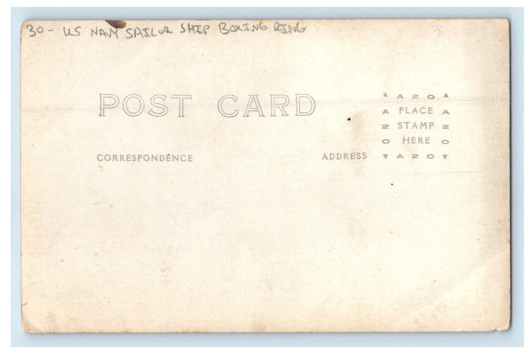 c1910's U.S Navy Sailor Ship Boxing Ring Crowded RPPC Photo Unposted Postcard
