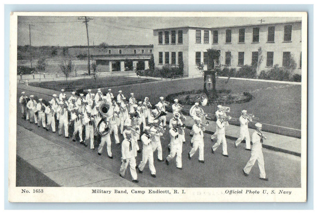 c1940s Military Band, Camp Endicott Rhode Island RI Vintage Posted Postcard