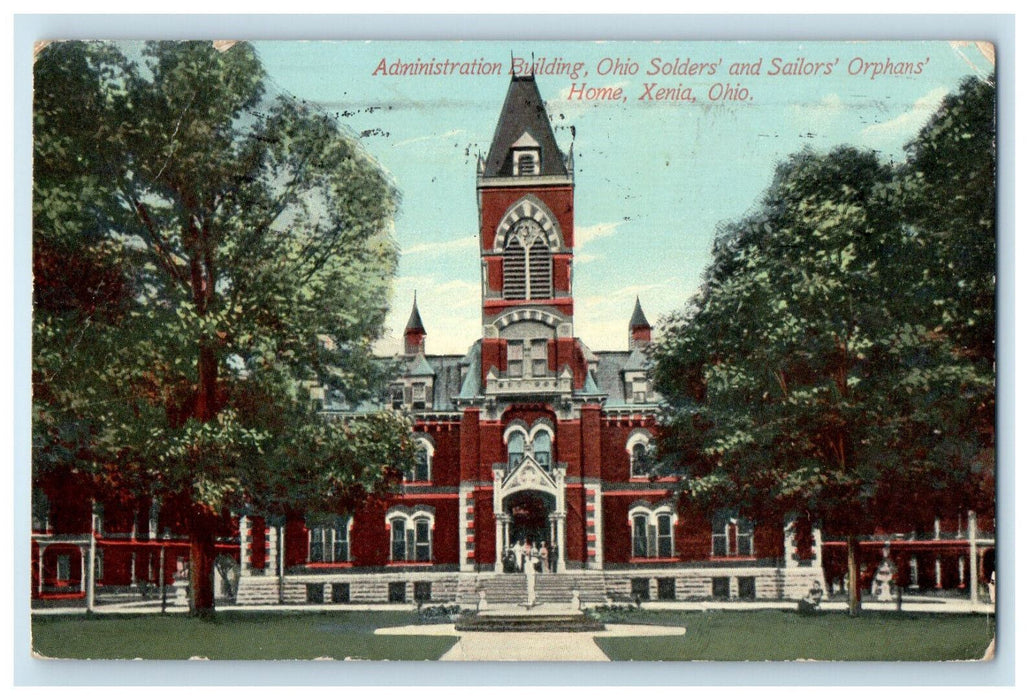 c1910 Administration Building, Ohio Soldiers and Sailors Home Xenia OH Postcard