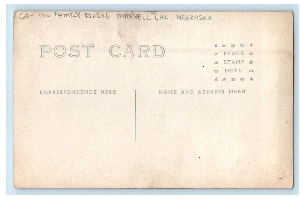 c1910's Family Riding Maxwell Car Nebraska NE RPPC Photo Antique Postcard