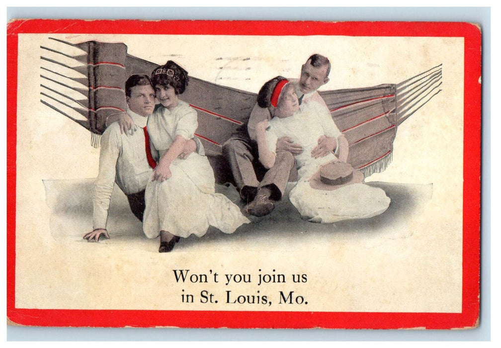 1912 Two Couples, Swing, Won't You Join Us In St. Louis Missouri MO Postcard