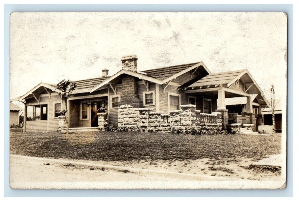 c1910's Craftsman House Ponca City Oklahoma OK RPPC Photo Antique Postcard