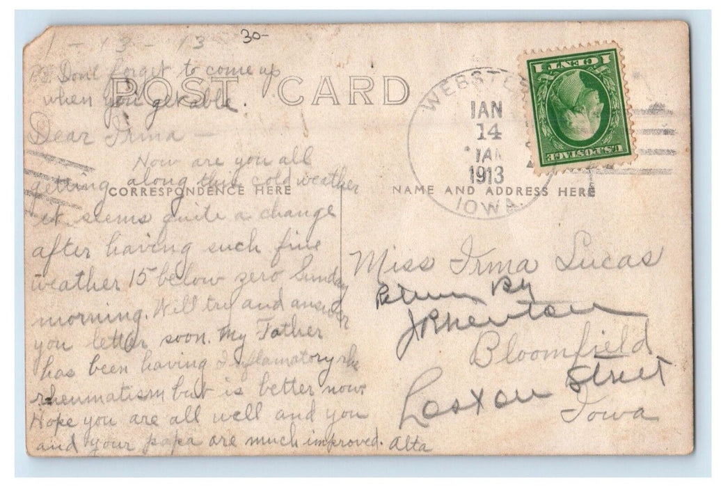 1913 View Of M.P. Church Keswick Iowa IA RPPC Photo Posted Antique Postcard