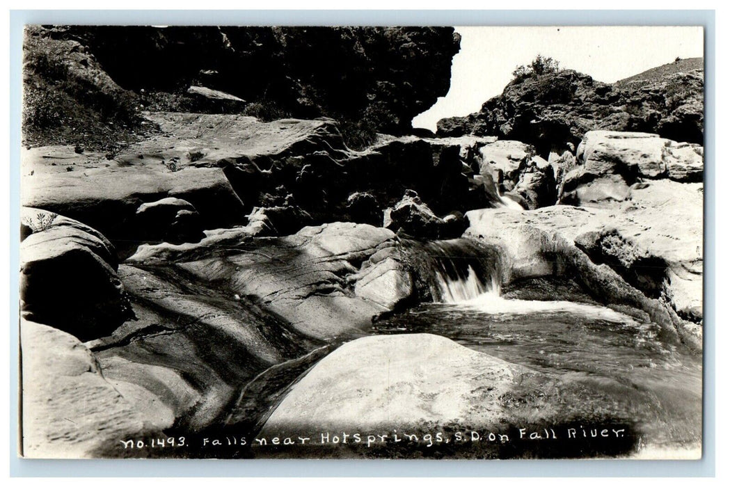 Falls Near Hot Springs South Dakota SD, On Fall River RPPC Photo Postcard