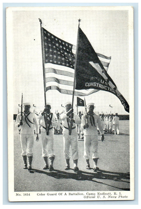 c1940s Color Guard of A Battalion Camp Endicott Rhode Island RI Postcard