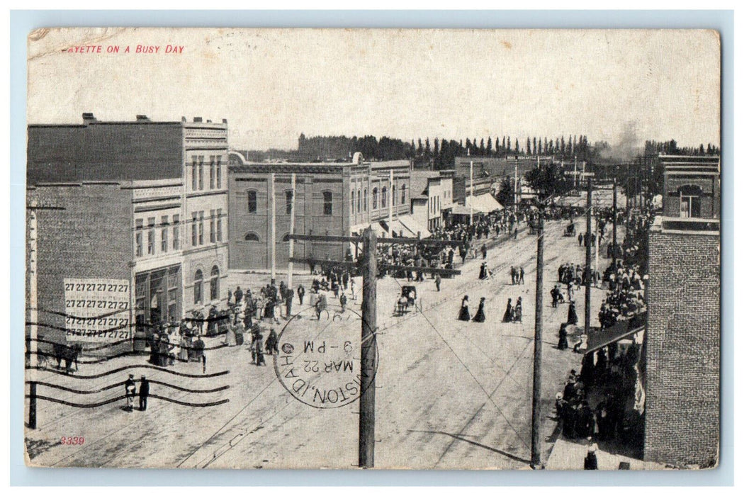 1909 Road Scene, A Busy Day on Payette Idaho ID Posted Antique Postcard