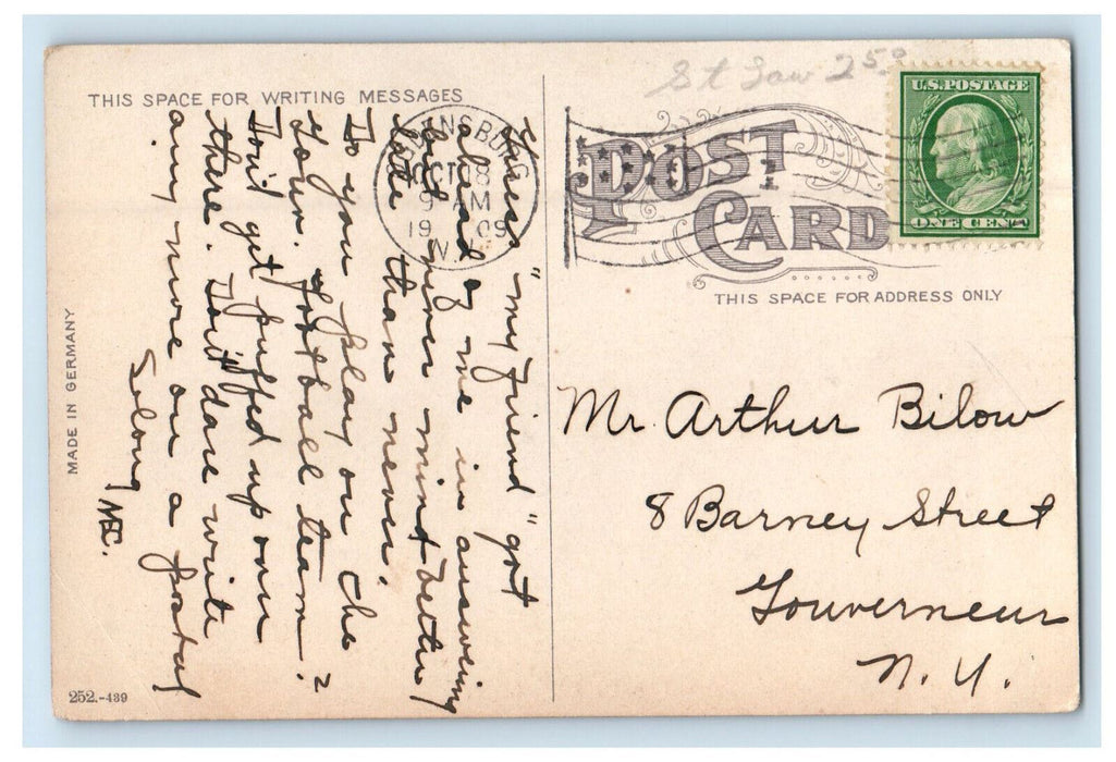 1909 Soldiers Monument Ogdensburg New York NY Posted Antique Postcard