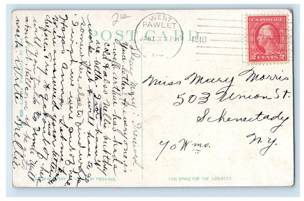 1918 I am Engaged at West Pawlet Vermont VT Green Pennant Postcard