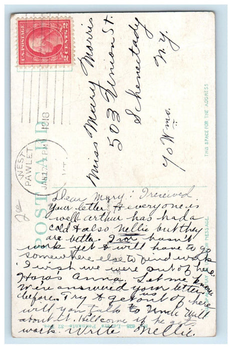 1918 I am Engaged at West Pawlet Vermont VT Green Pennant Postcard