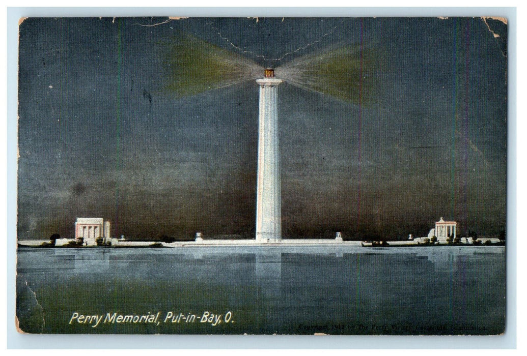 c1910 Perry Monument at Night Put-In-Bay Ohio OH Unposted Postcard