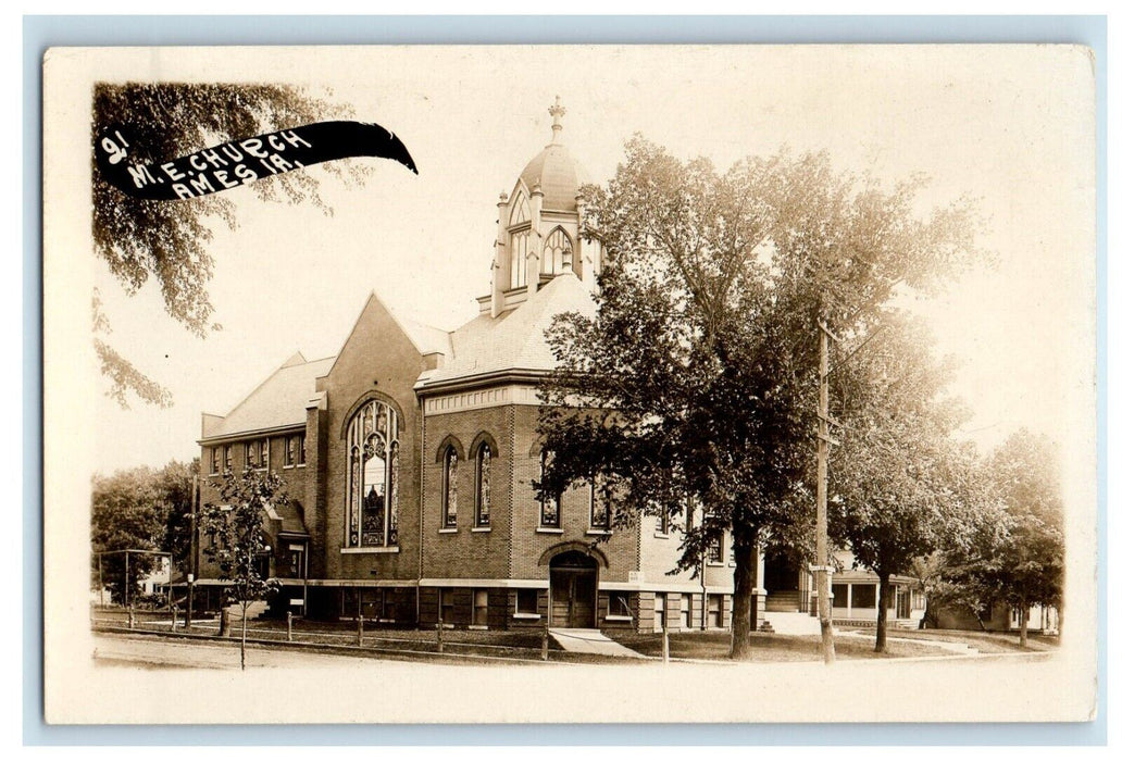 c1910's M.E. Church Street View Ames Iowa IA RPPC Photo Unposted Postcard