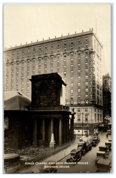 Kings Chapel And Parker House Cars Boston Massachusetts MA RPPC Photo Postcard