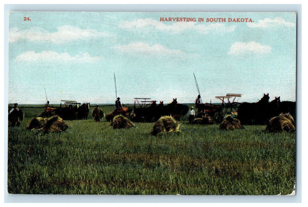 c1910s Farm Equipment, Barn Hay Harvesting In South Dakota SD Postcard