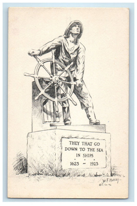 c1910 They That Go Down To The Sea in Ships Monument Unposted Postcard