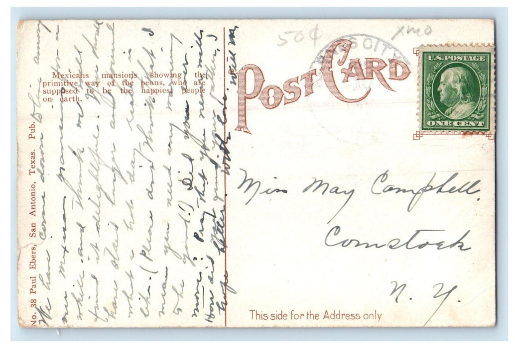 c1910 Mexican Mansions San Antonio Texas TX Unposted Antique Postcard