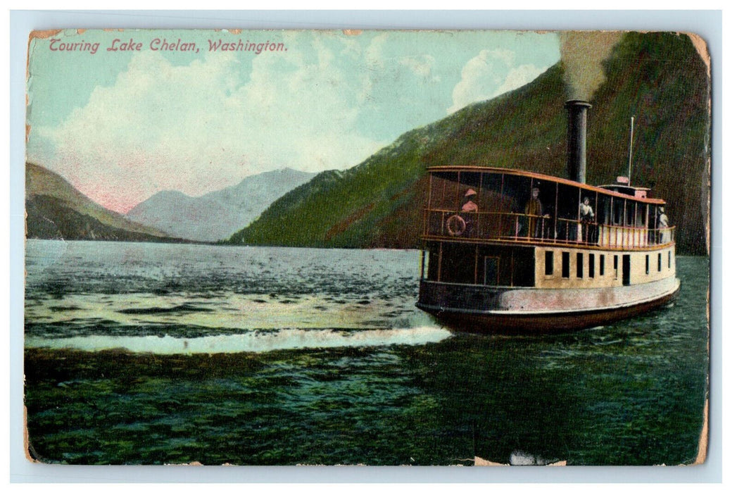 c1910 Steamboat Touring Lake Chelan, Washington WA Unposted Antique Postcard