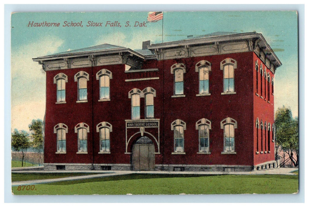 1913 Hawthorne School Sioux Falls South Dakota SD Posted Antique Postcard