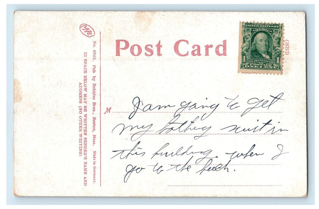 View Of New Bath House Street View Stroller Lynn Massachusetts MA Postcard
