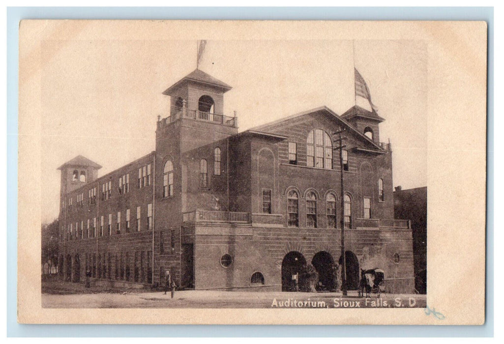 c1940s Auditorium Sioux Falls, South Dakota SD Unposted Antique Postcard