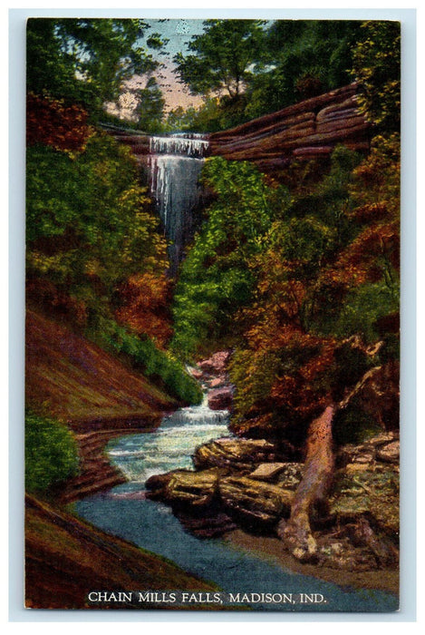 c1940s Chain Mills Falls Madison Indiana IN Unposted Vintage Postcard