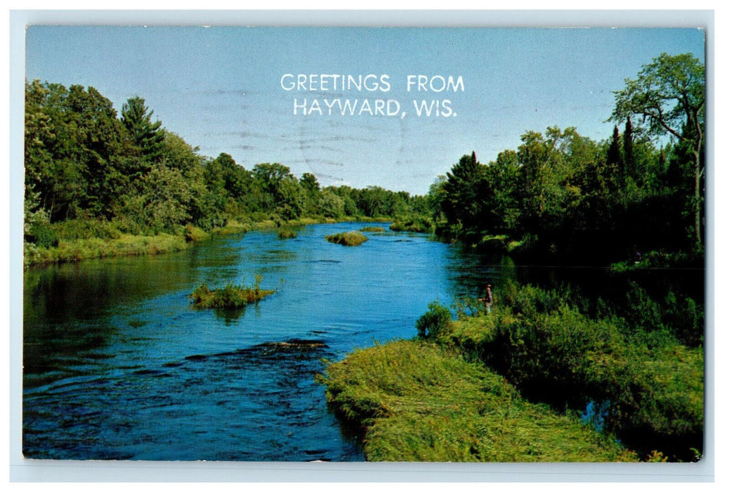 1966 River Scene, Greetings from Hayward Wisconsin Posted Vintage Postcard