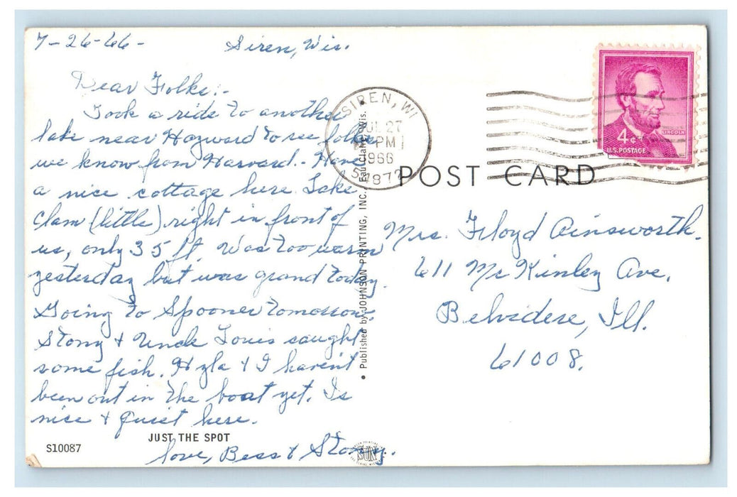 1966 River Scene, Greetings from Hayward Wisconsin Posted Vintage Postcard