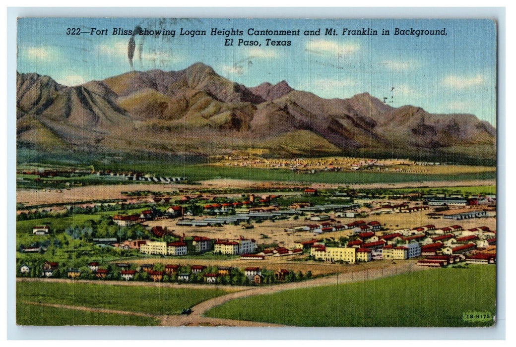 1947 Fort Bliss Showing Logan Heights Cantonment El Paso Texas TX Postcard