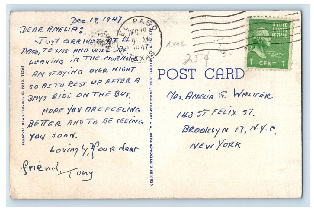 1947 Fort Bliss Showing Logan Heights Cantonment El Paso Texas TX Postcard