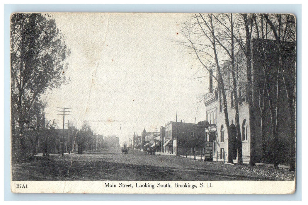 1908 Main Street, Looking South Brookings South Dakota SD Posted Postcard