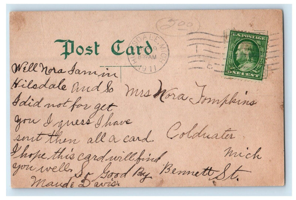 1911 The Old And New Dutch Mill School Hillsdale Michigan MI Split View Postcard
