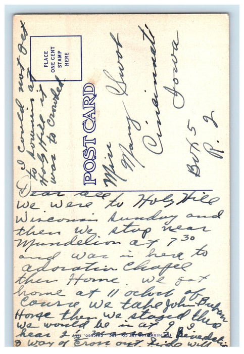 c1940s Exposition Altar of Perpetual Adoration Shrine Mundelein IL Postcard