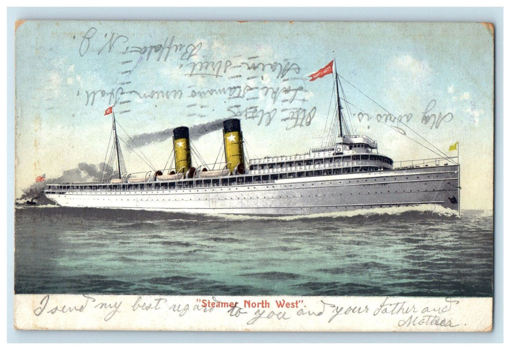 1909 Steamer North West Buffalo New York NY Antique Posted Postcard