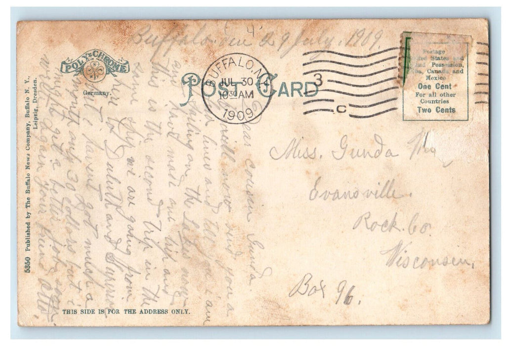 1909 Steamer North West Buffalo New York NY Antique Posted Postcard
