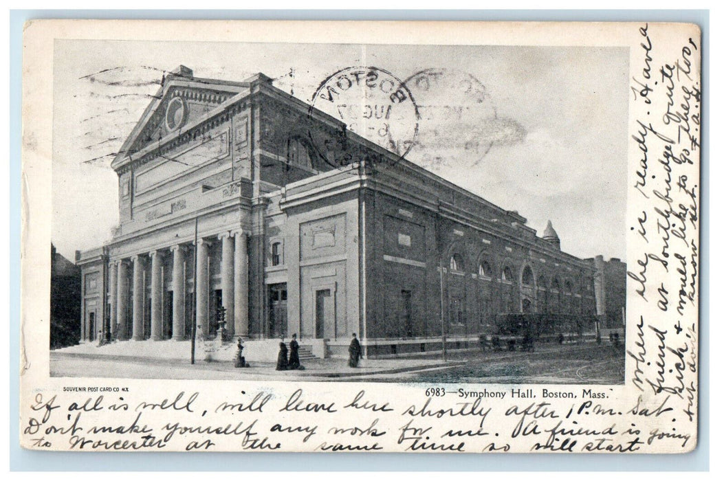 1907 Symphony Hall, Boston Massachusetts MA Posted Antique Postcard