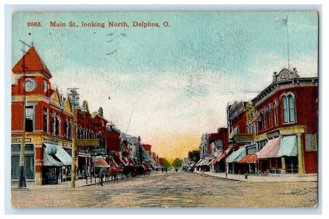 1910 View Of Main Street Looking North Delphos Ohio OH Posted Antique Postcard