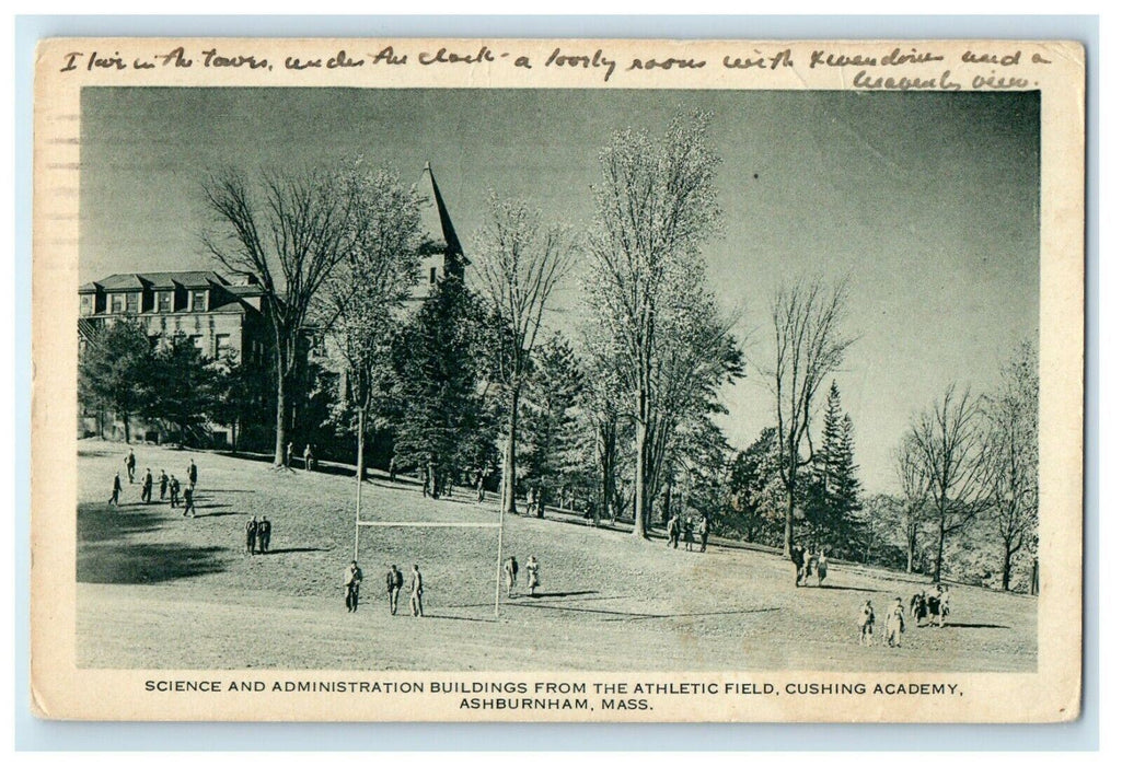 1942 Science Administration Building From Athletic Field Ashburnham MA Postcard