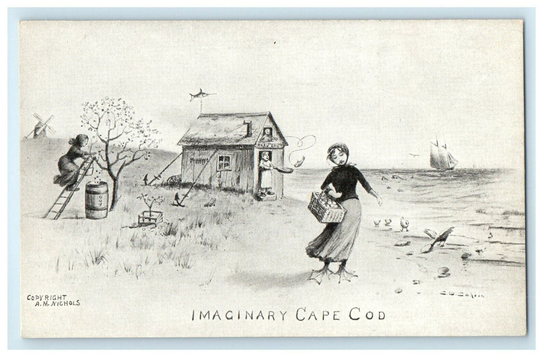 c1905s Sketched Imaginary Cape Cod View Massachusetts MA Unposted Postcard