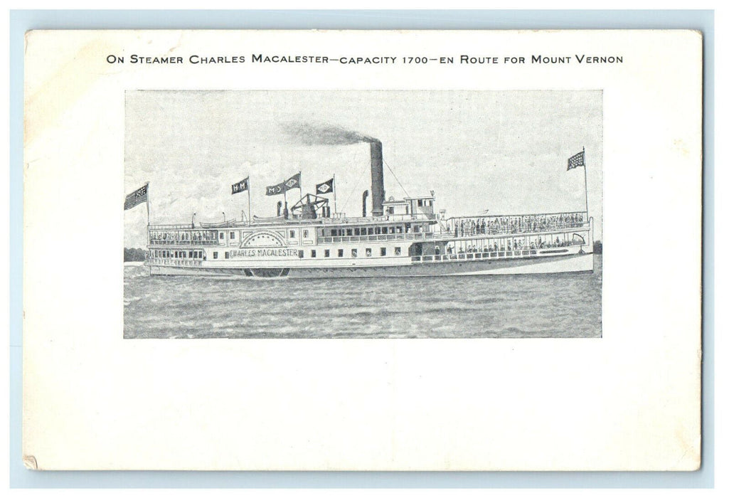 1909 On Steamer Charles Macalester, Mount Vernon Virginia VA Posted Postcard