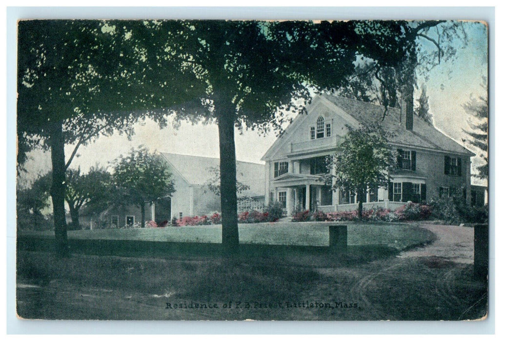 c1910s Residence of PB Priest, Littleton, Massachusetts MA Unposted Postcard
