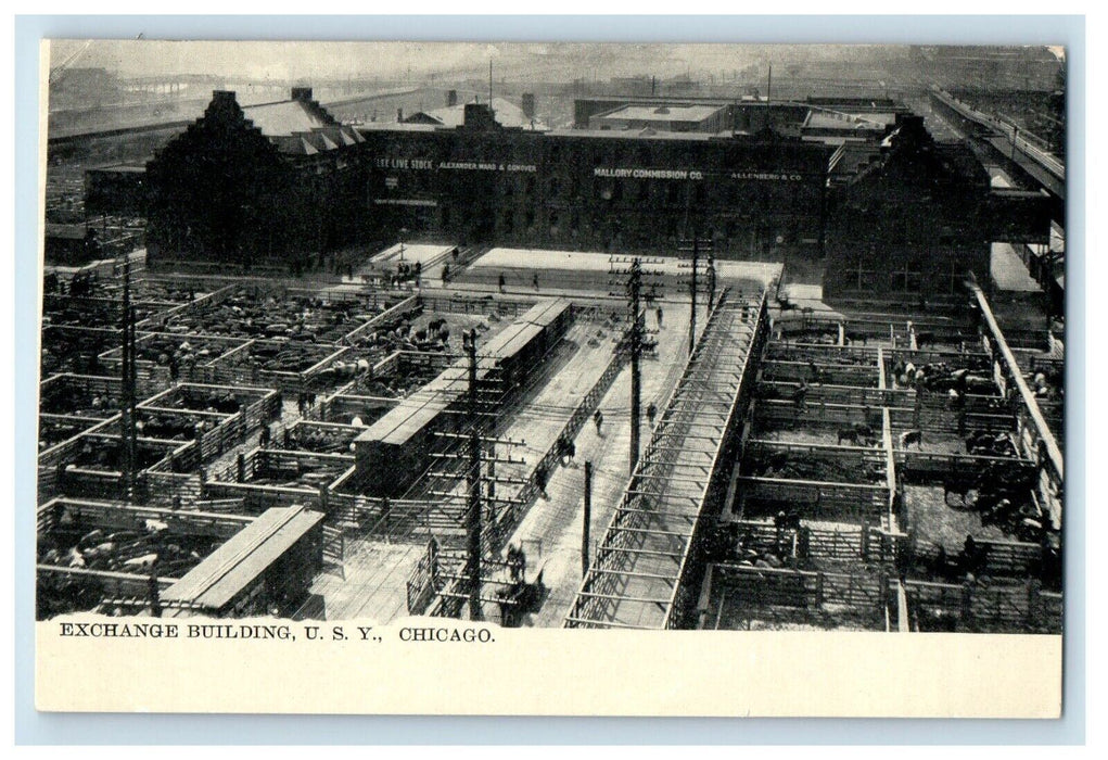 Bird's Eye View Of Exchange Building U.S. Y. Chicago Illinois IL Postcard