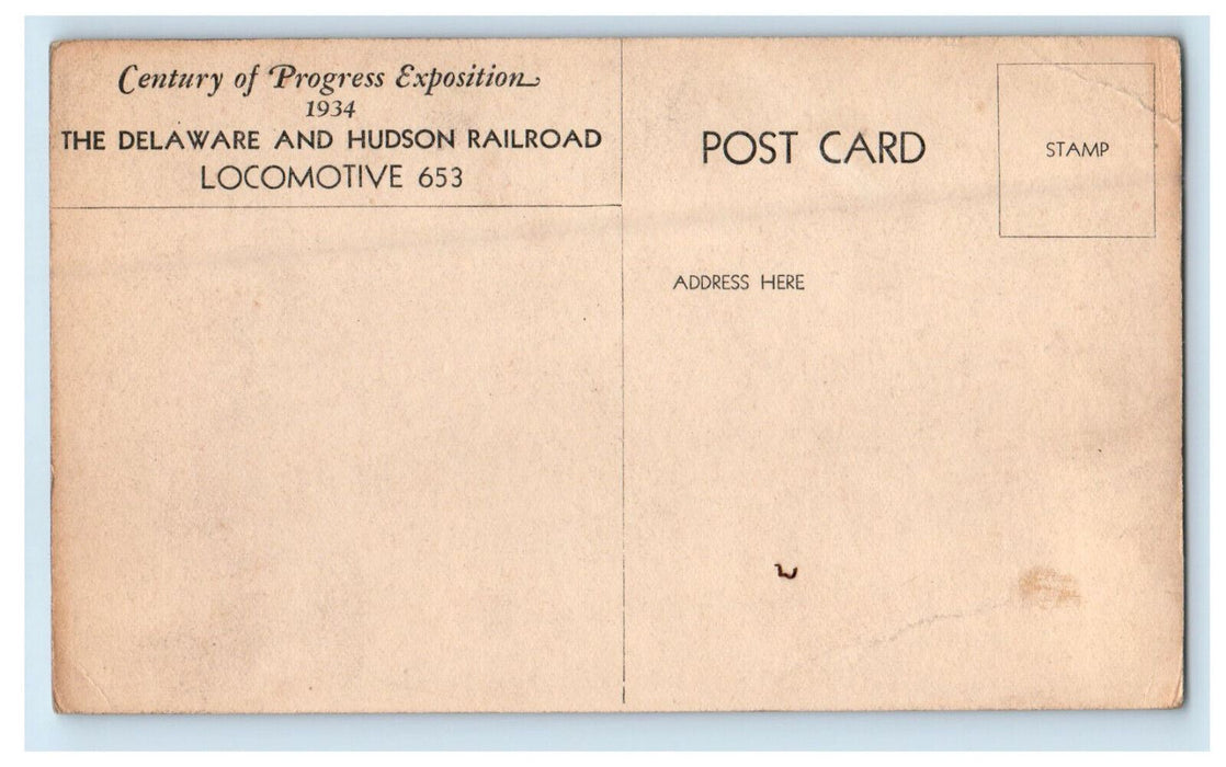 1934 The Delaware and Hudson Railroad Locomotive 653 Unposted Vintage Postcard