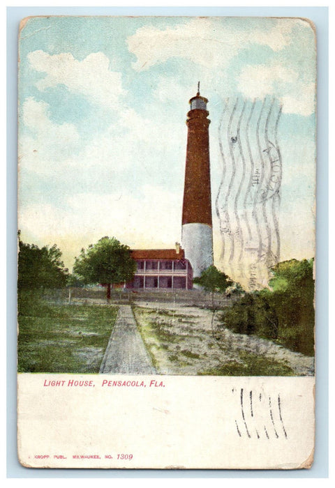 1911 Light House View, Pensacola Florida FL Antique Posted Postcard